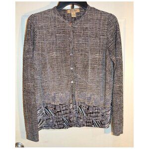 Pleat Pleat by Raphael Long Sleeve Grass Cloth Pattern Blouse Top Shirt Size S
